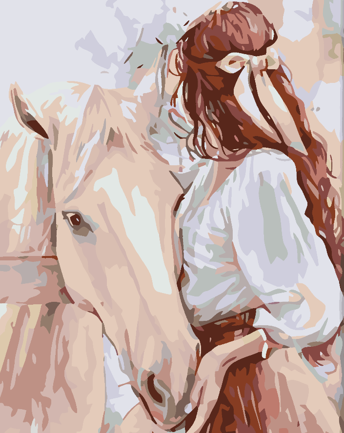 Peinture par numéros - Fille avec un cheval 4655