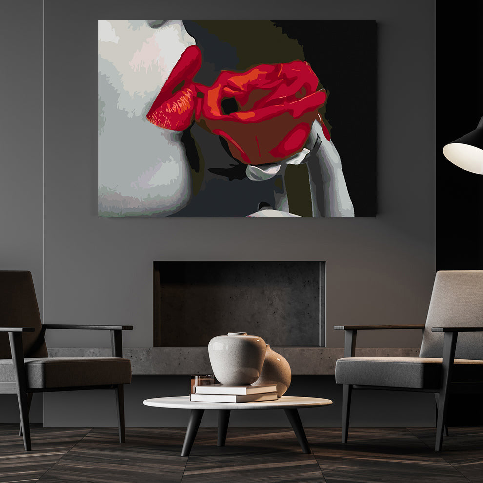 Peinture par numéros - Femme et rose rouge 4667