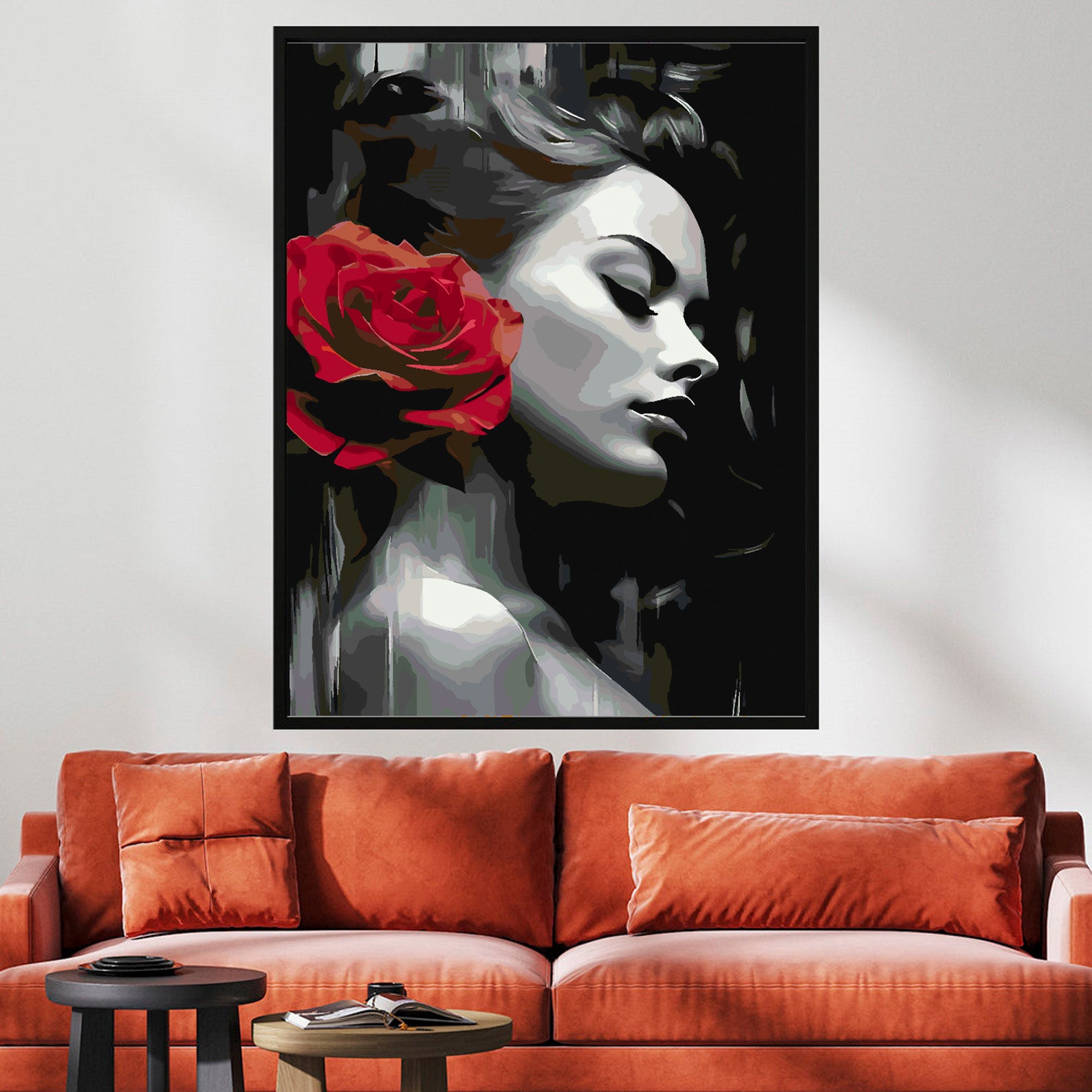 Peinture par numéros - Femme et rose rouge 4668