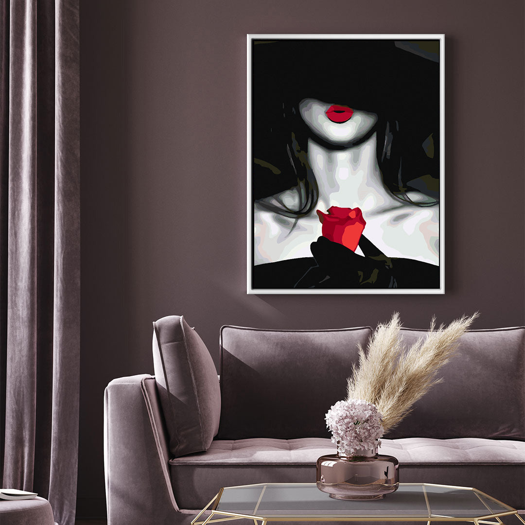 Peinture par numéros - Femme et rose rouge 4669