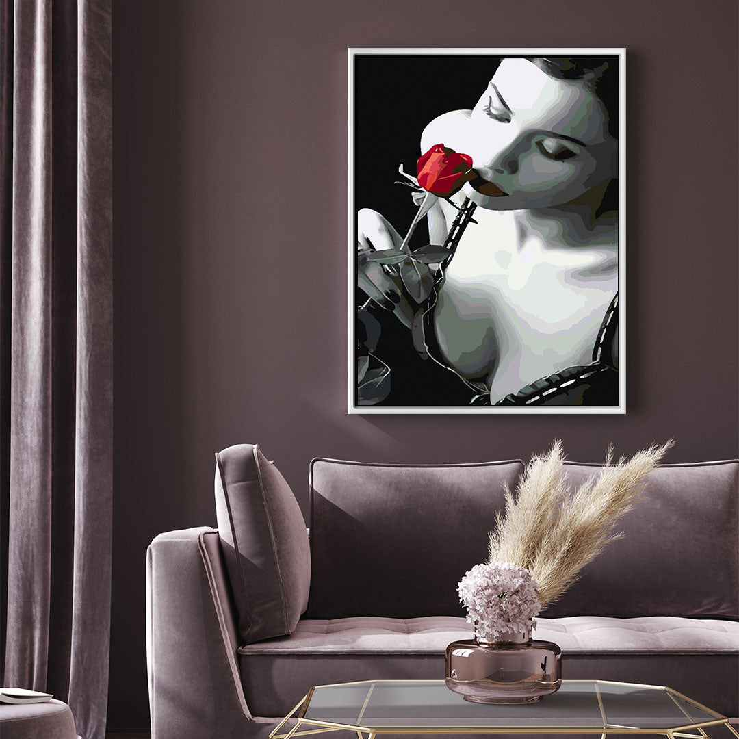Peinture par numéros - Femme et rose rouge 4670