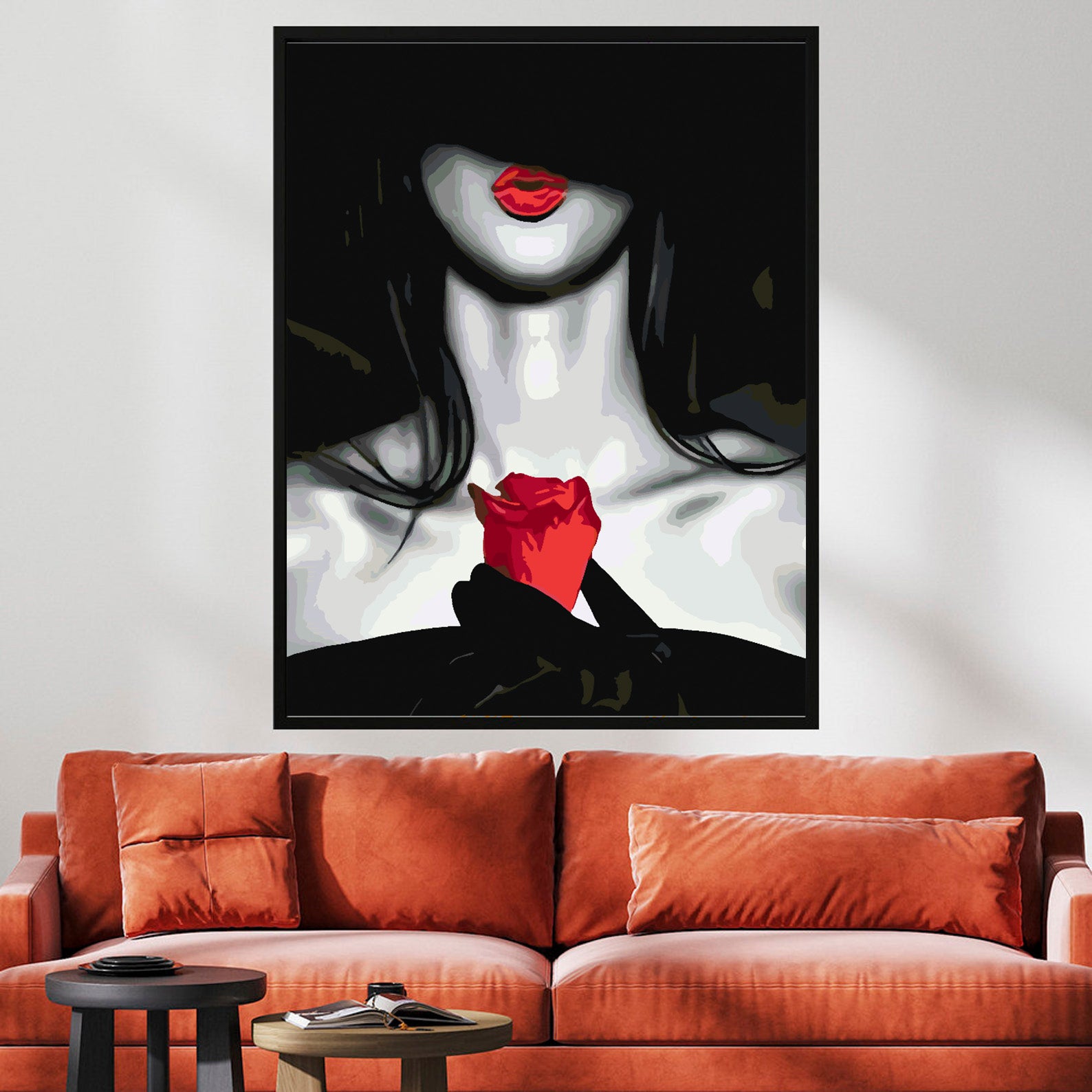 Peinture par numéros - Femme à la rose rouge 4674