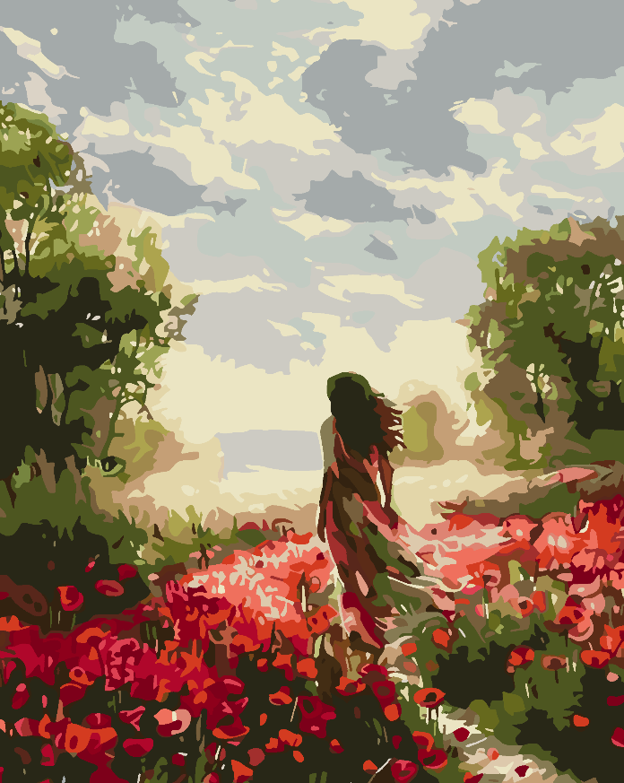 Pictura pe numere - Femeie în Câmp de Lalele 4698