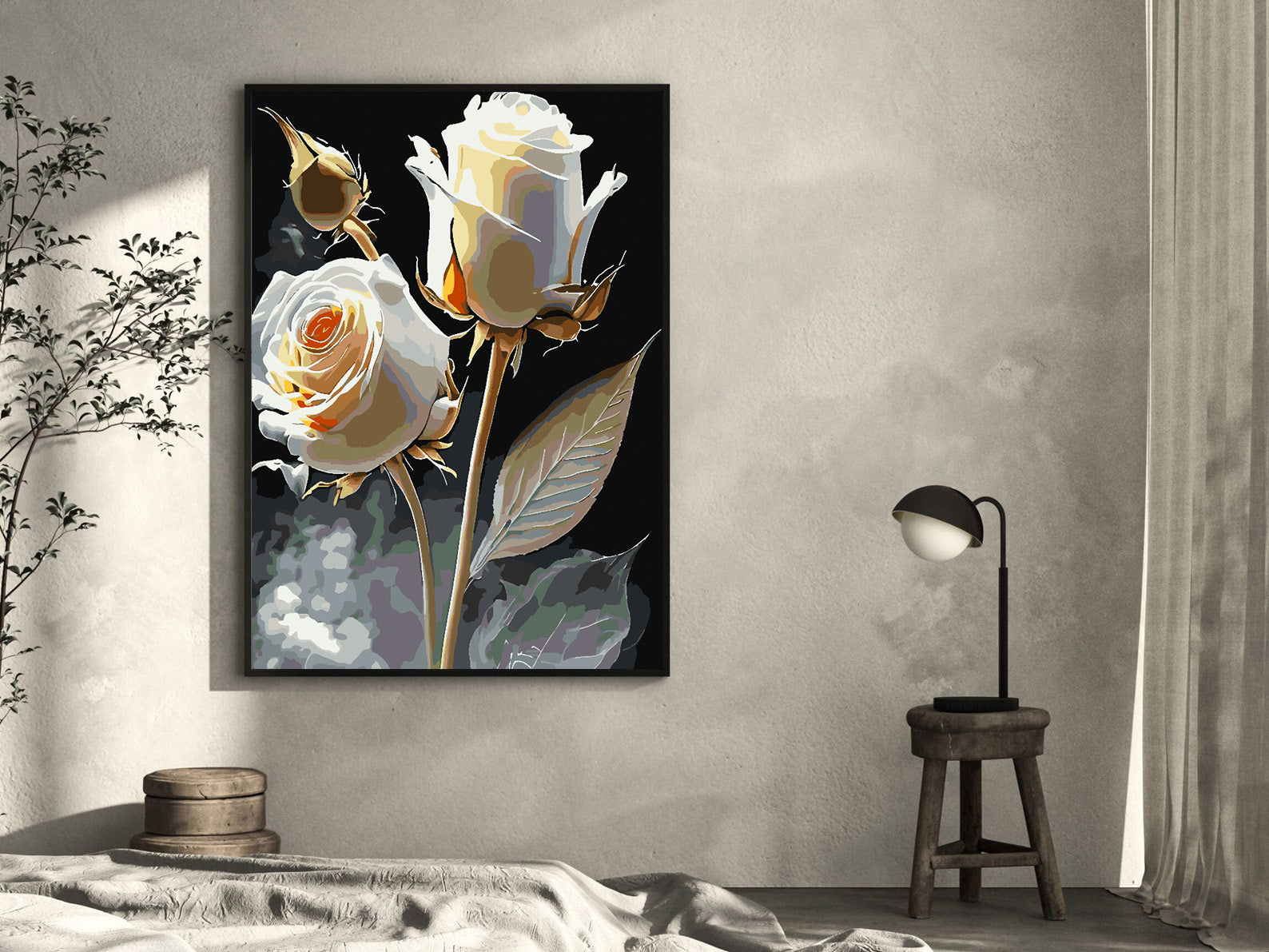 Pictura pe numere - Trandafiri Albi 4716