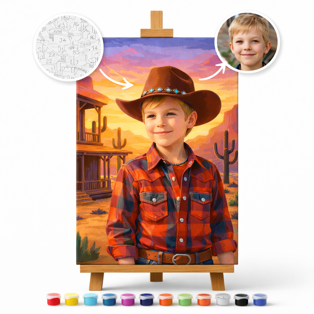 Pictura Personalizata pe Numere – Micul Cowboy