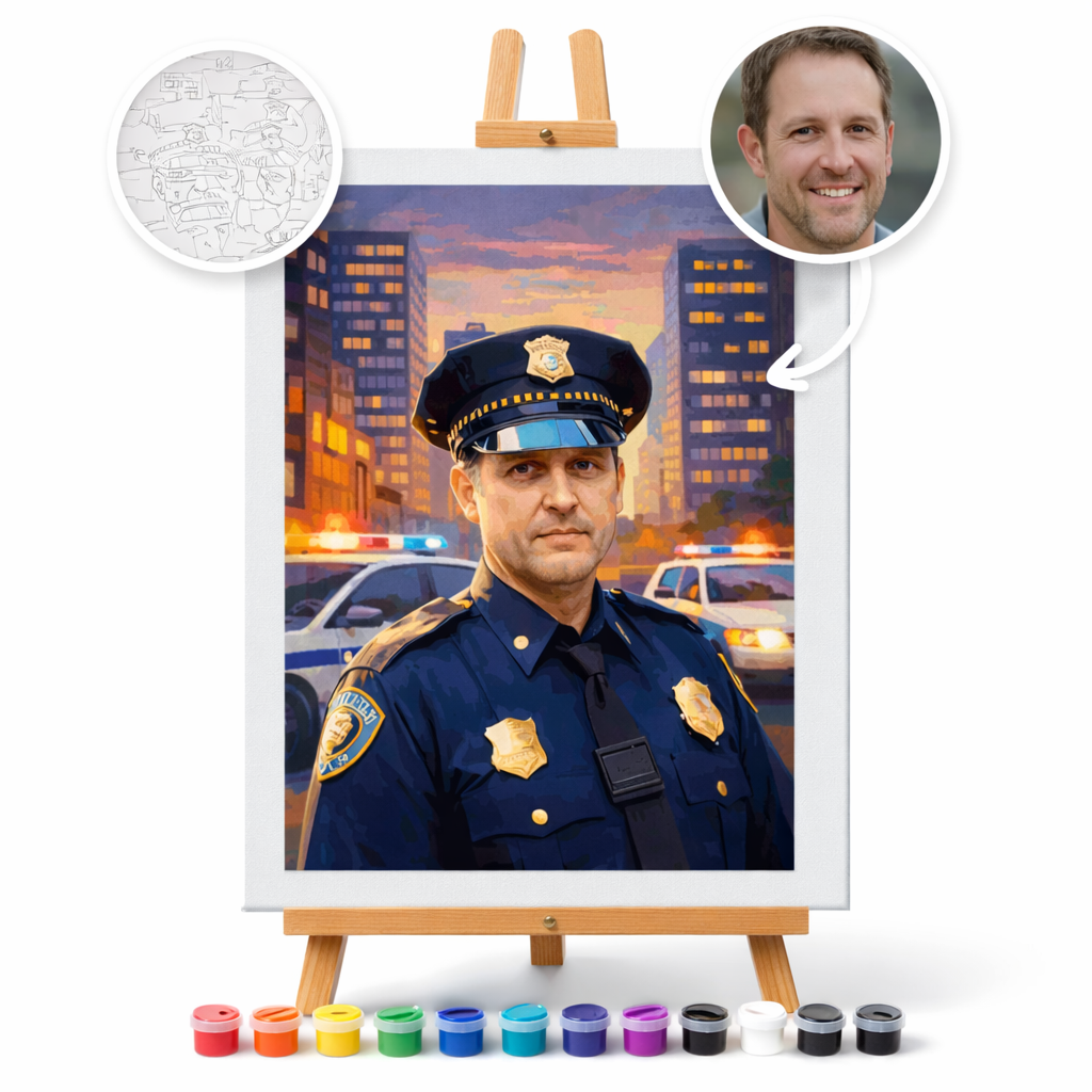 Pictura Personalizata pe Numere – Politist la datorie