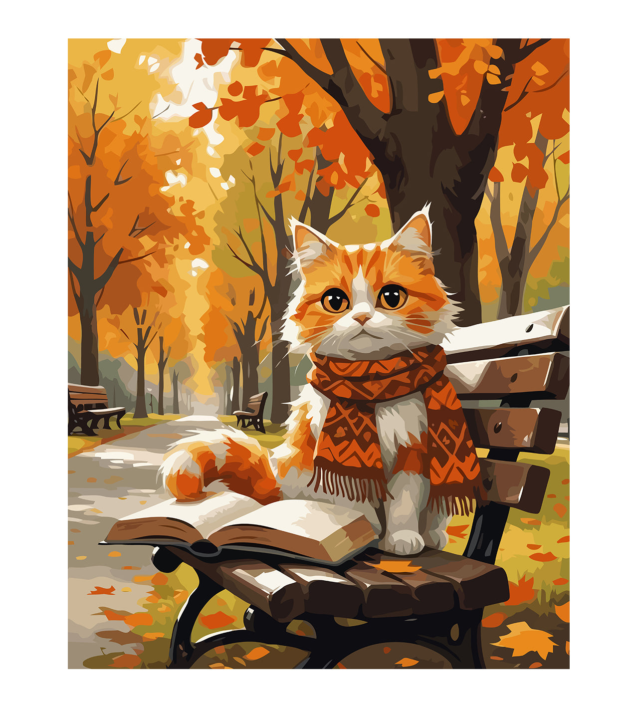 Set Pictură pe numere – Pisicuță Toamna în Parc 6089