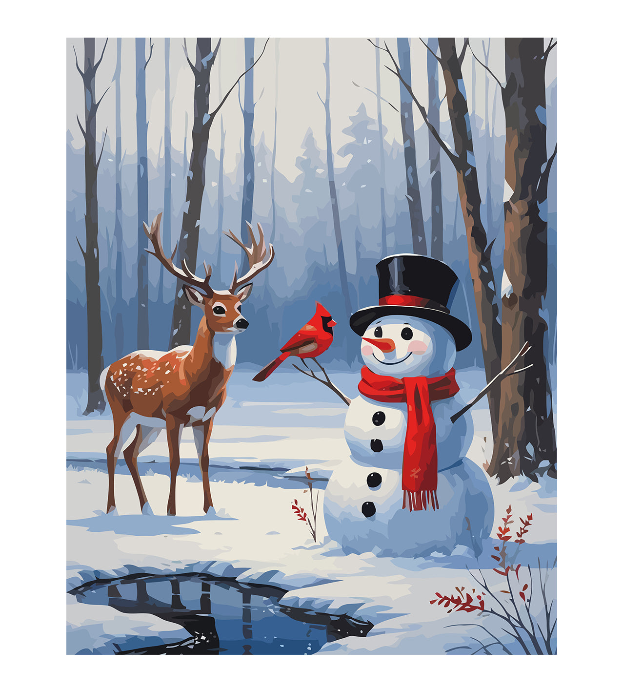 Set Pictură pe numere – Căprioară Și Om De Zăpadă 6152