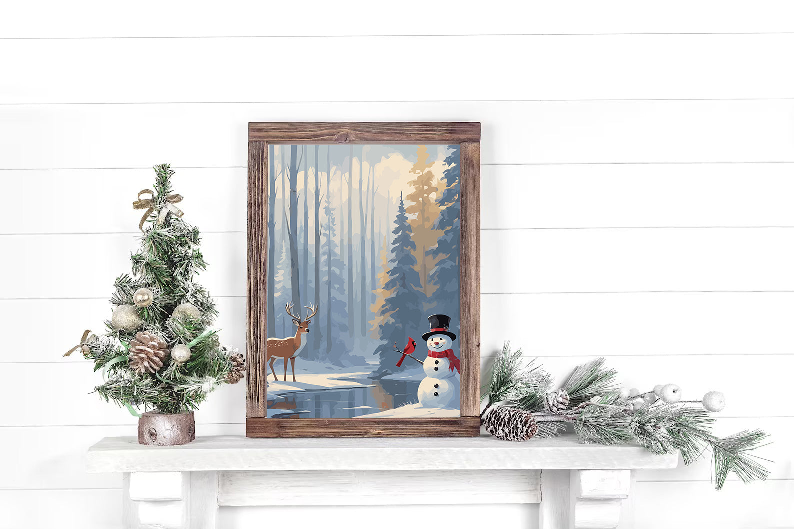 Set Pictură pe numere – Căprioară Și Om De Zăpadă 6154