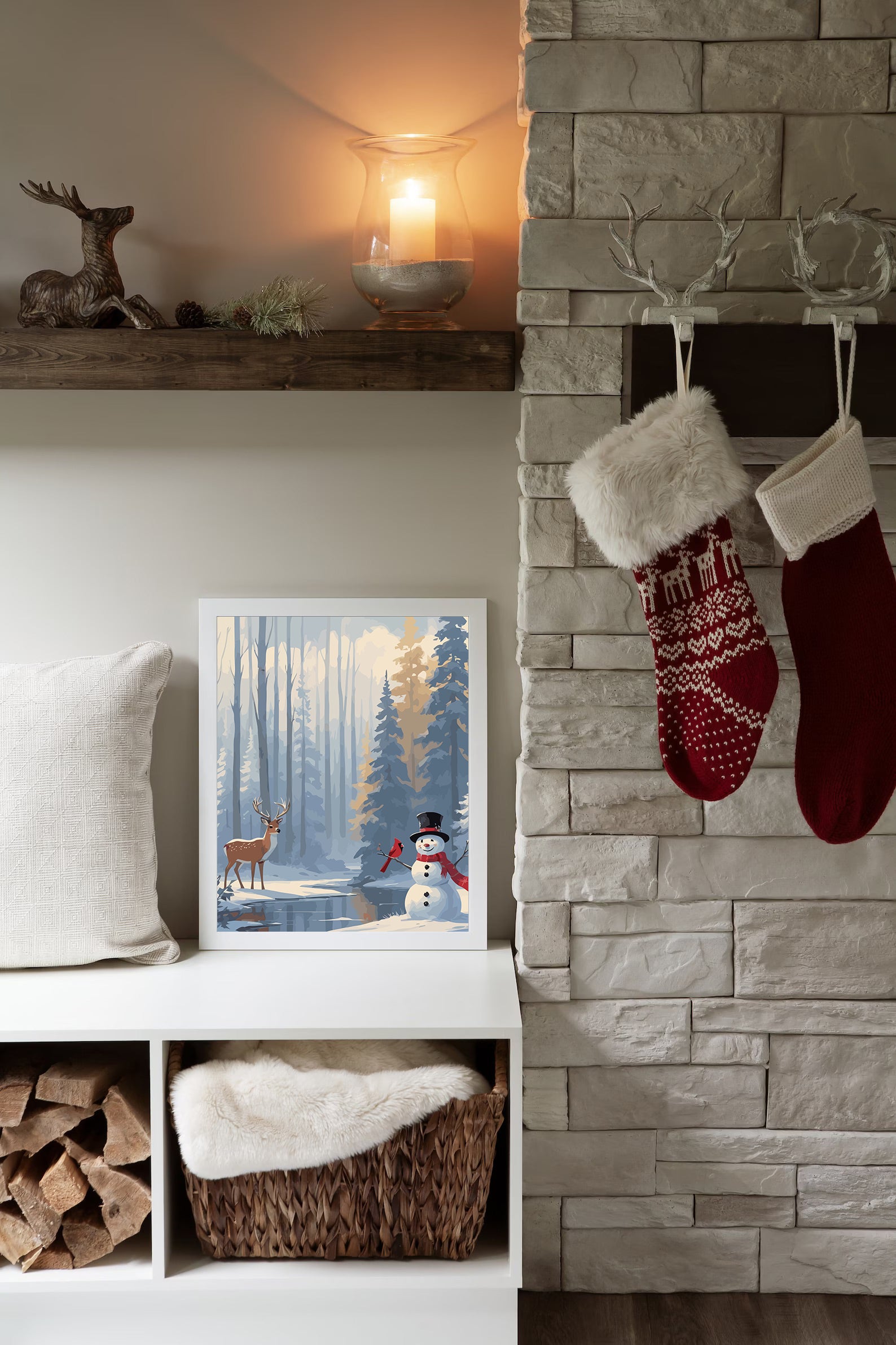 Set Pictură pe numere – Căprioară Și Om De Zăpadă 6154