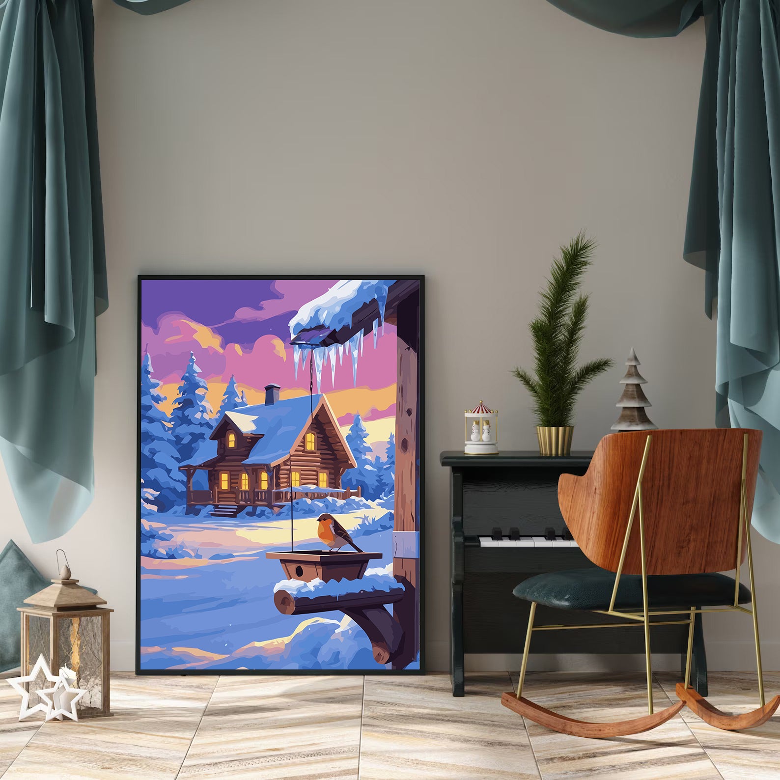 Set Pictură pe numere – Căsuță Înghețată Iarna 6235