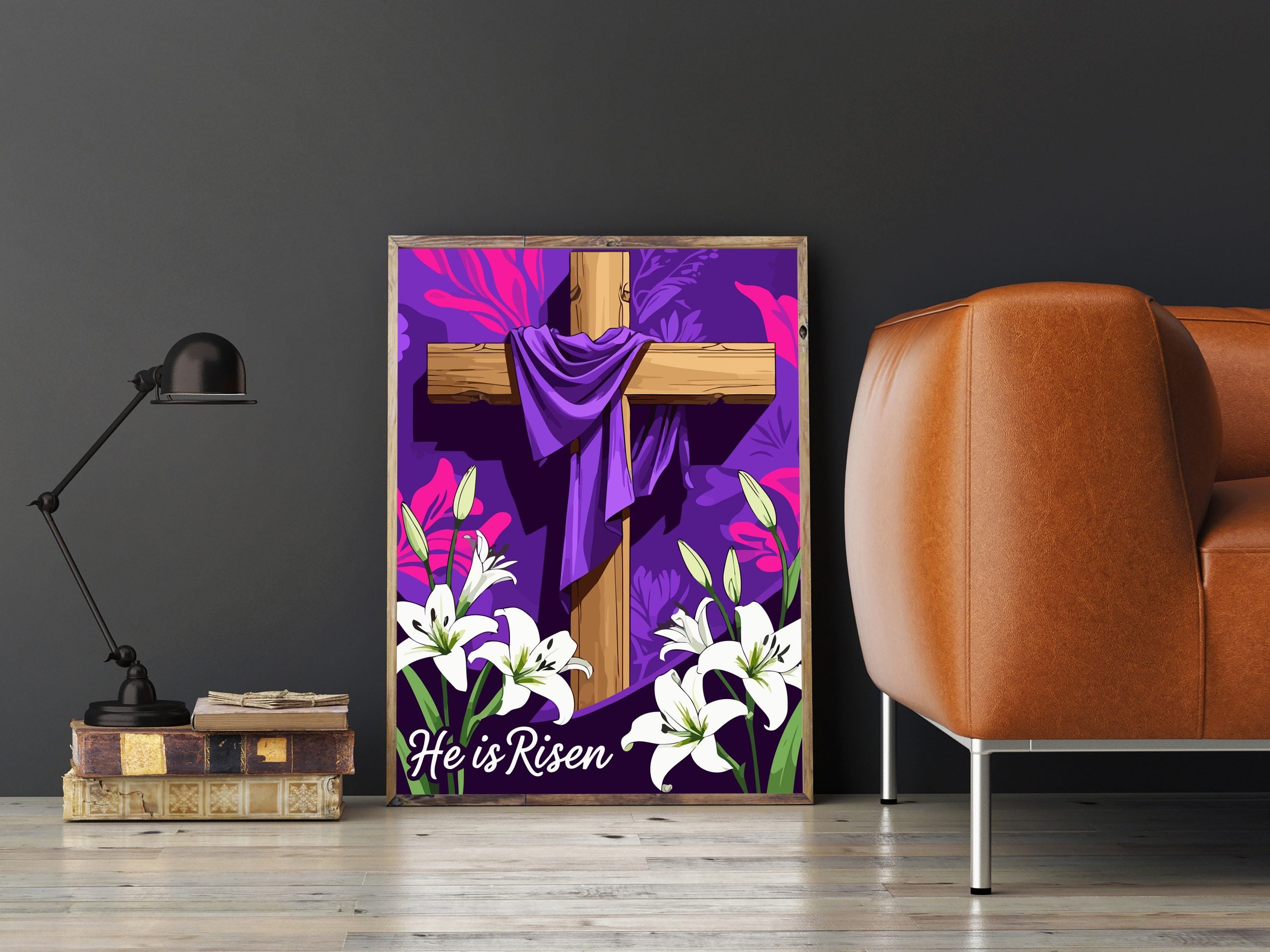 Set Pictură pe numere – Cruce Creștină Cu Crini 6305