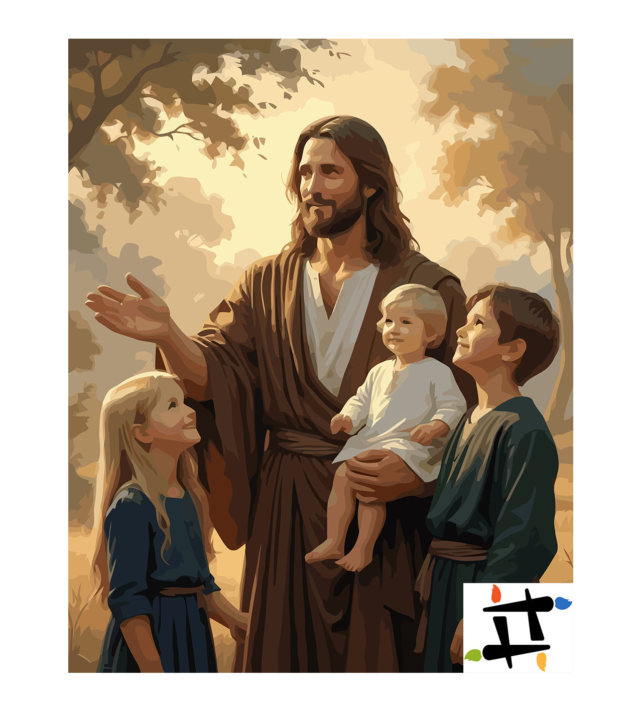 Set Pictură pe numere – Iisus Binecuvântând Copiii 6319