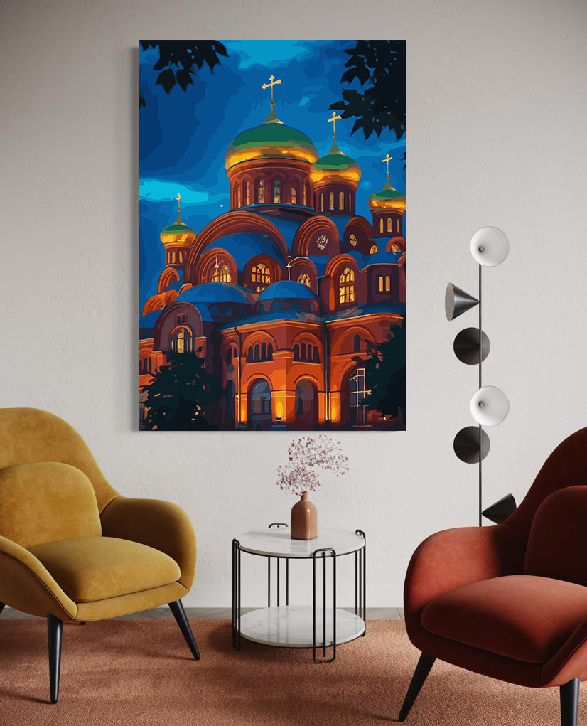 Set Pictură pe numere – Catedrala Bizantină Cu Cupole Aurii 6328