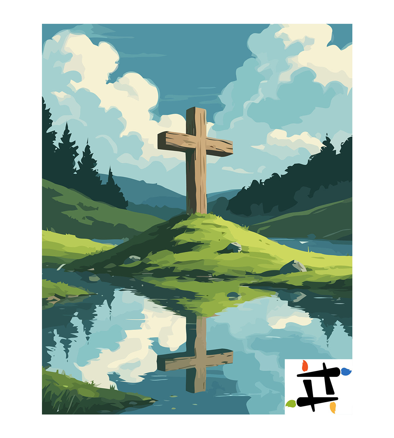 Set Pictură pe numere – Cruce Pe Vârful Dealului 6344