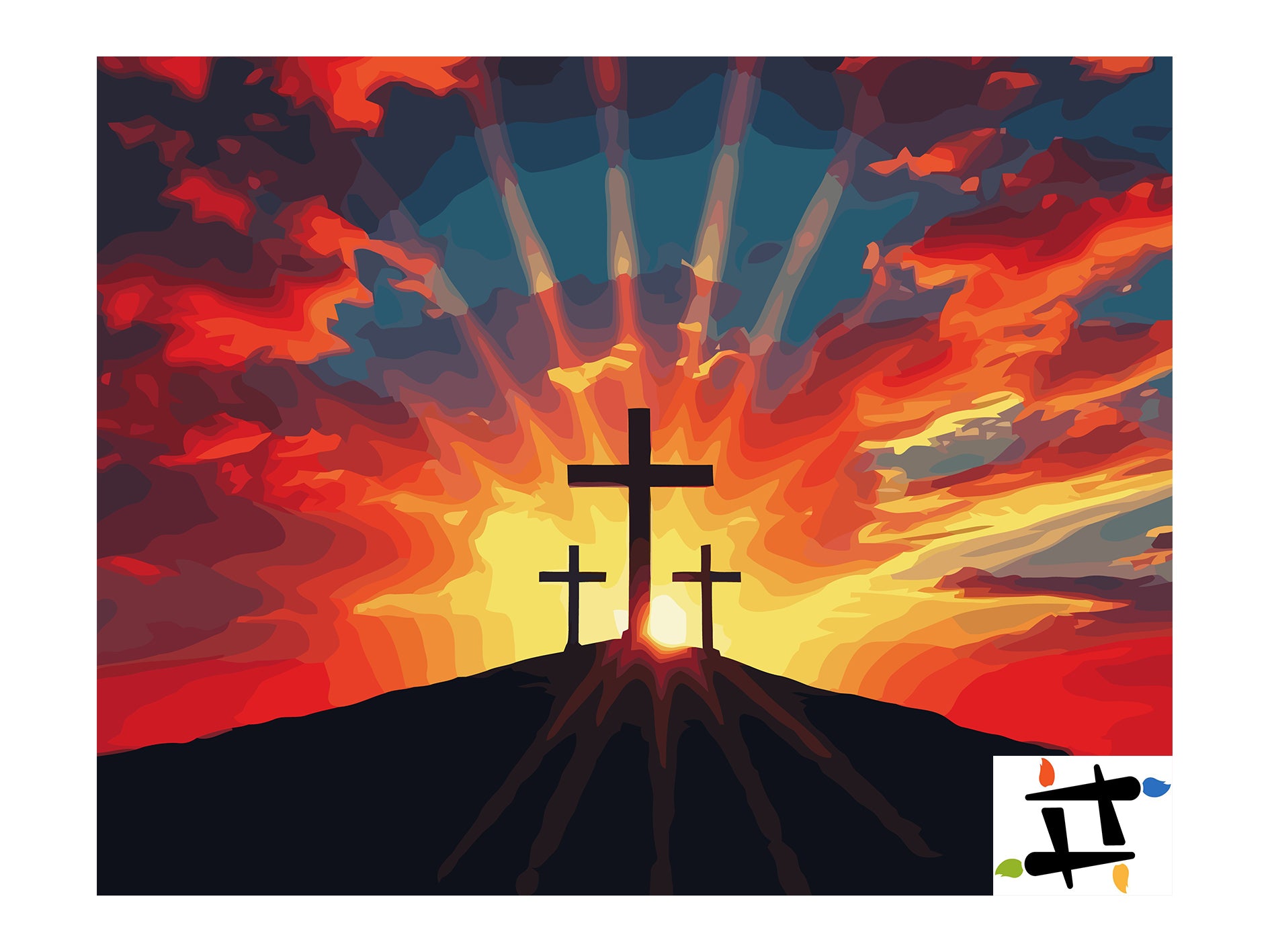 Set Pictură pe numere – Trei Cruci Pe Dealul Golgota 6360