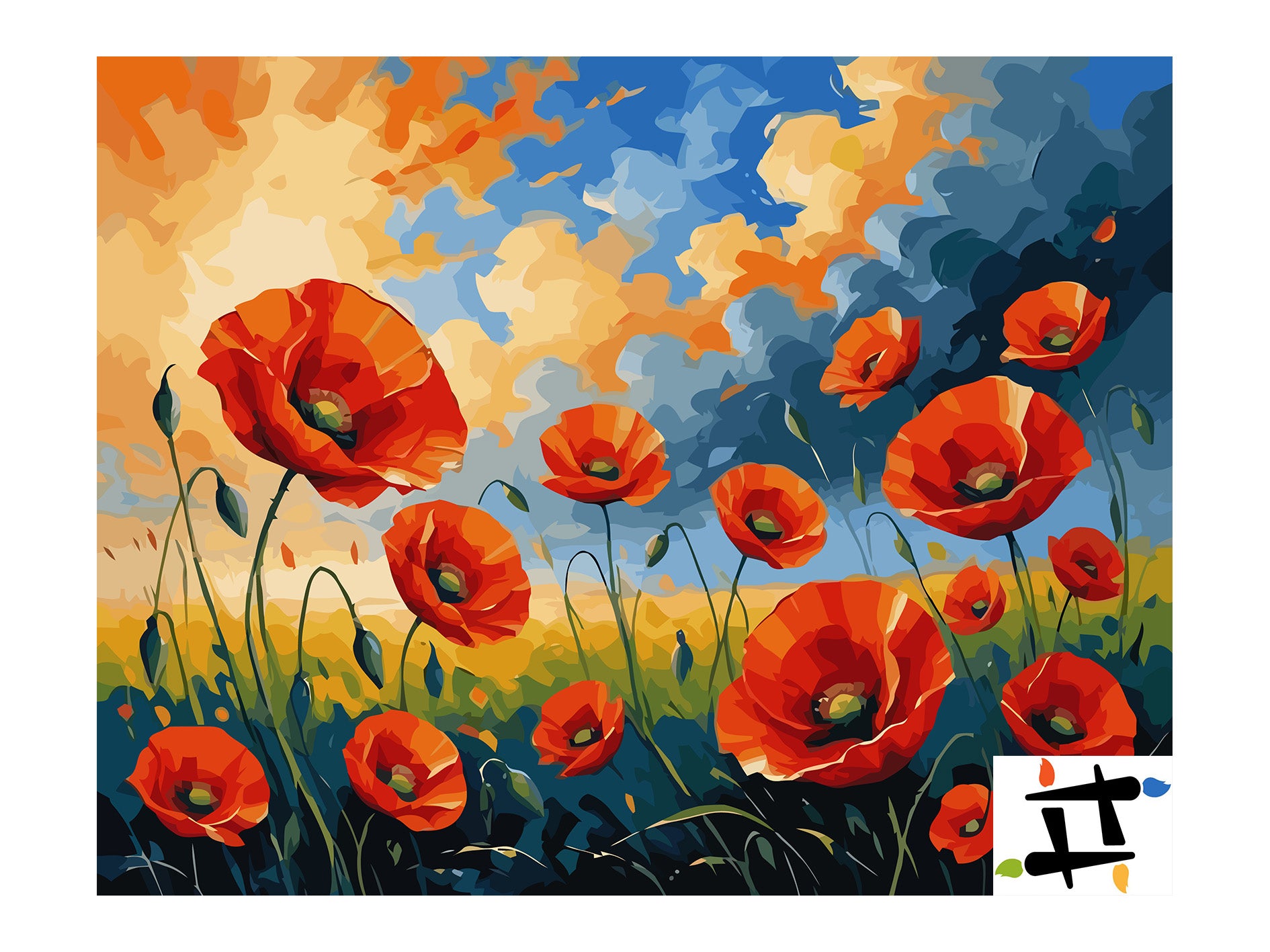 Pictura pe Numere – Campie cu Maci 6687