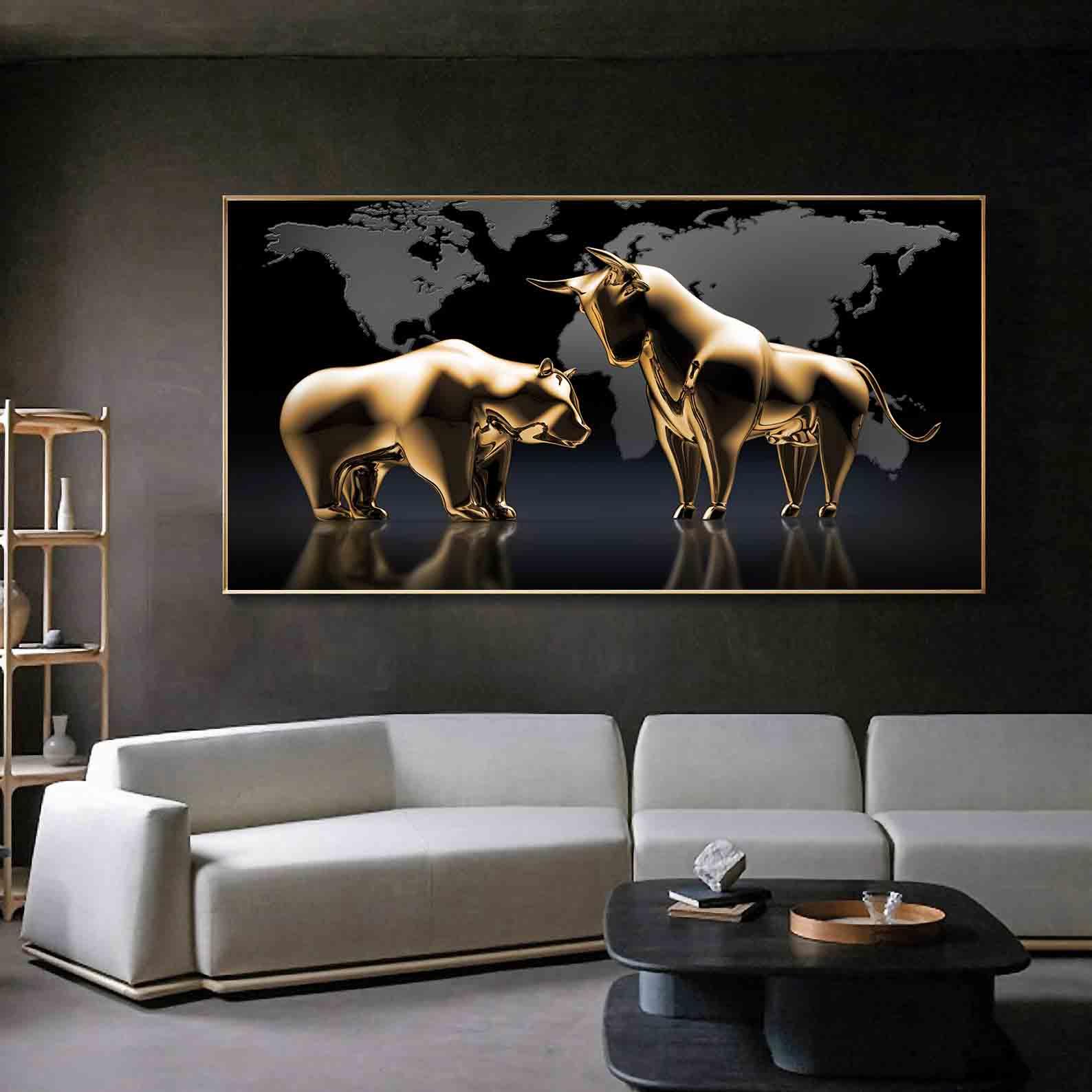 Peinture sur toile - Animaux dorés