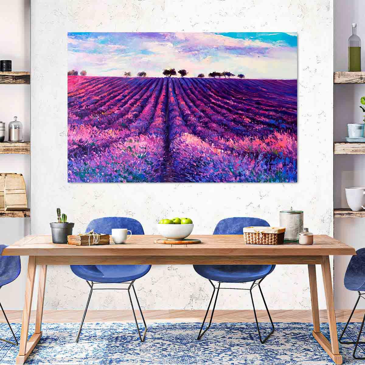 Peinture sur toile - Champ de lavande