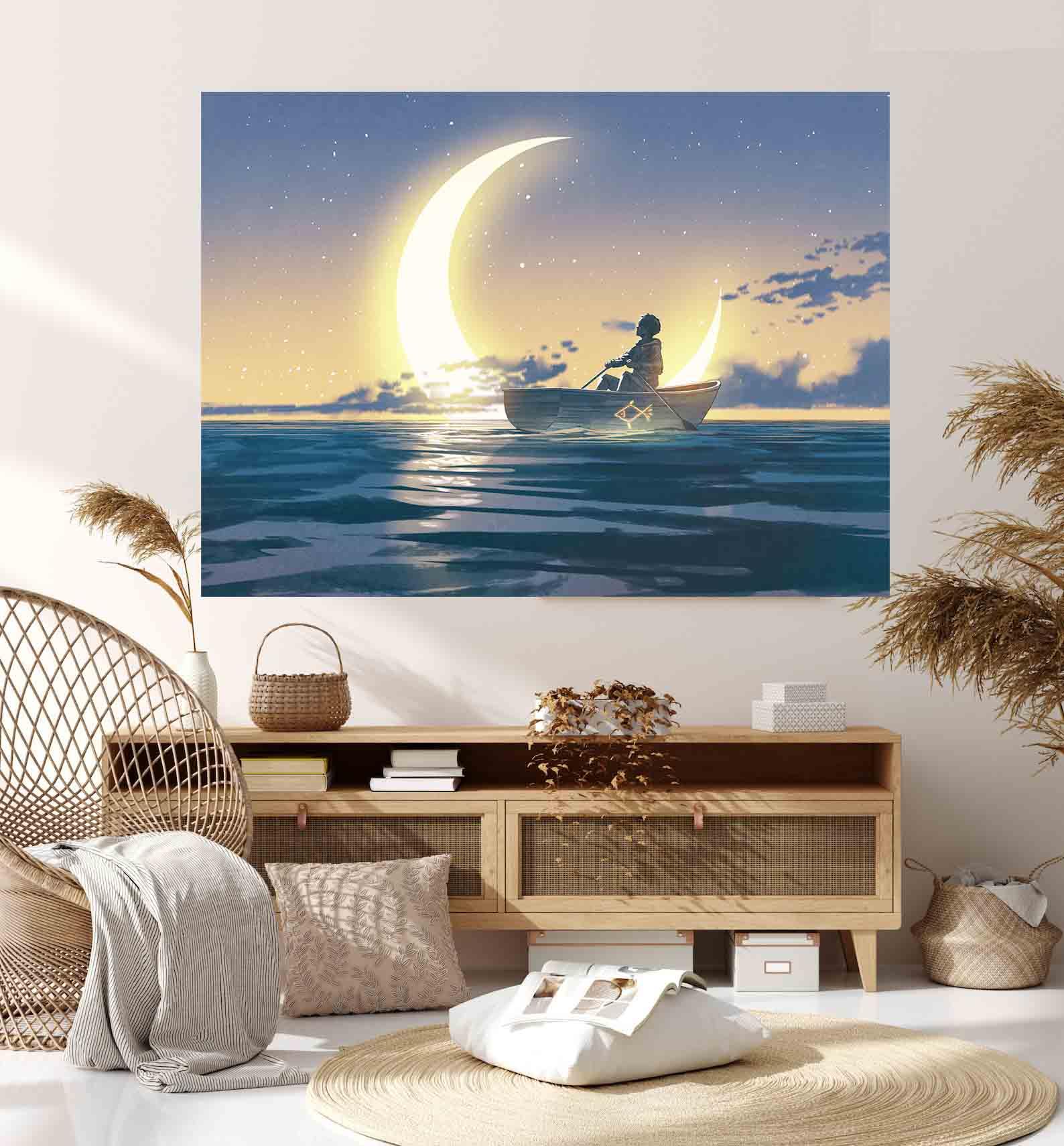 Leinwandbild - Der Junge auf dem Boot