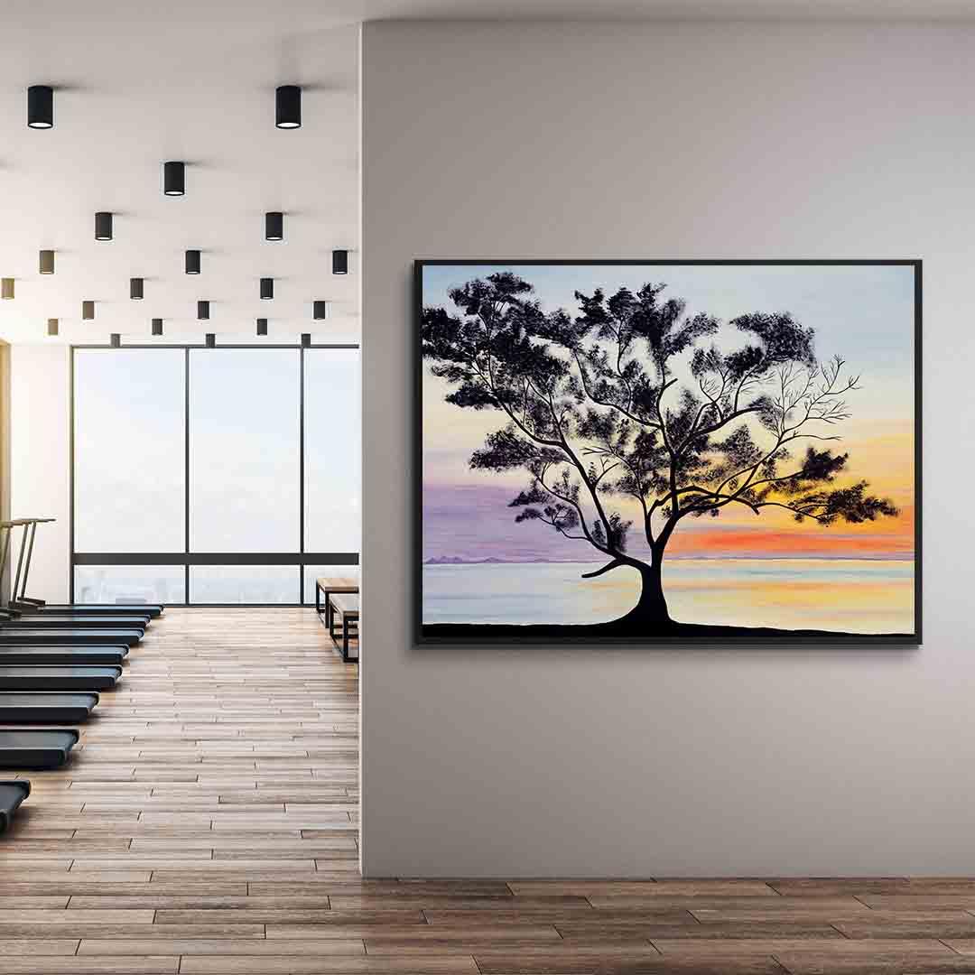 Peinture sur toile - Paysage au coucher du soleil
