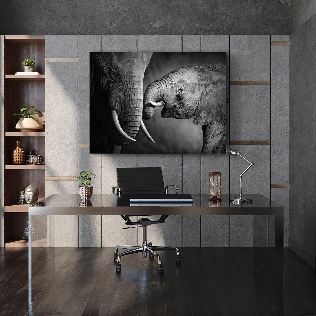 Leinwandgemälde - Schwarze und weiße Elefanten
