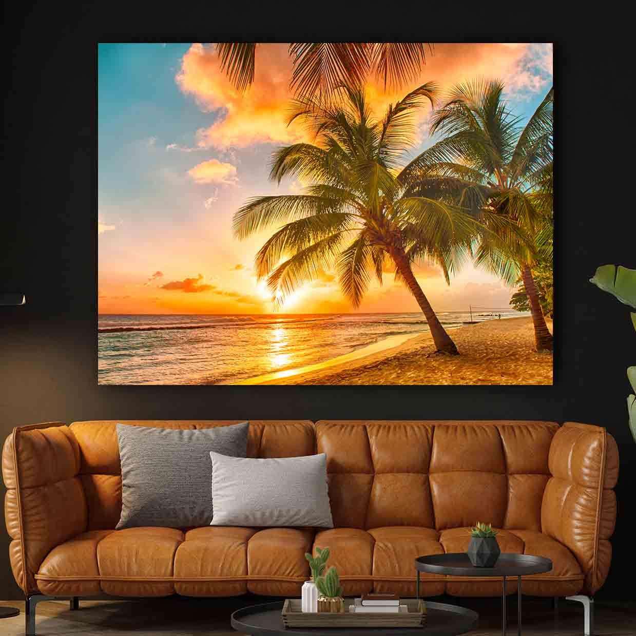 Impression sur toile - Palmiers tropicaux sur la plage