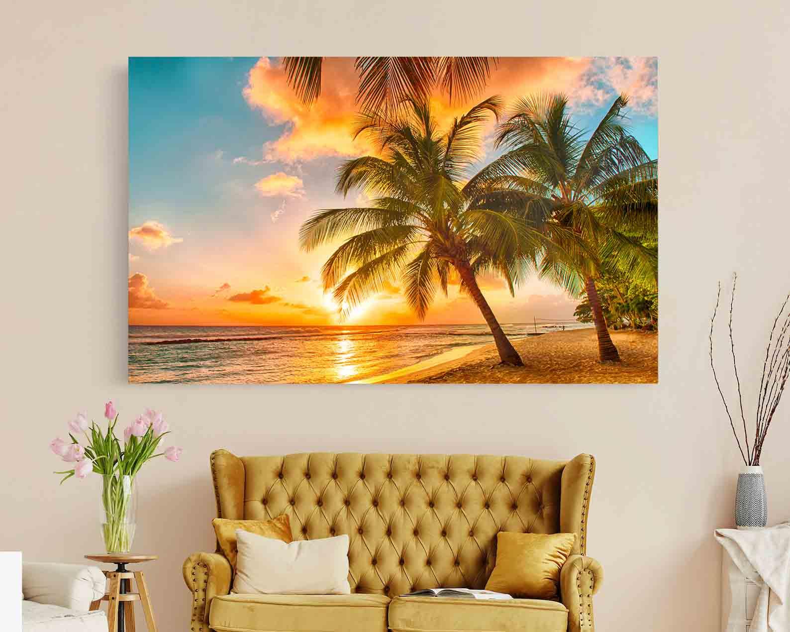 Impression sur toile - Palmiers tropicaux sur la plage