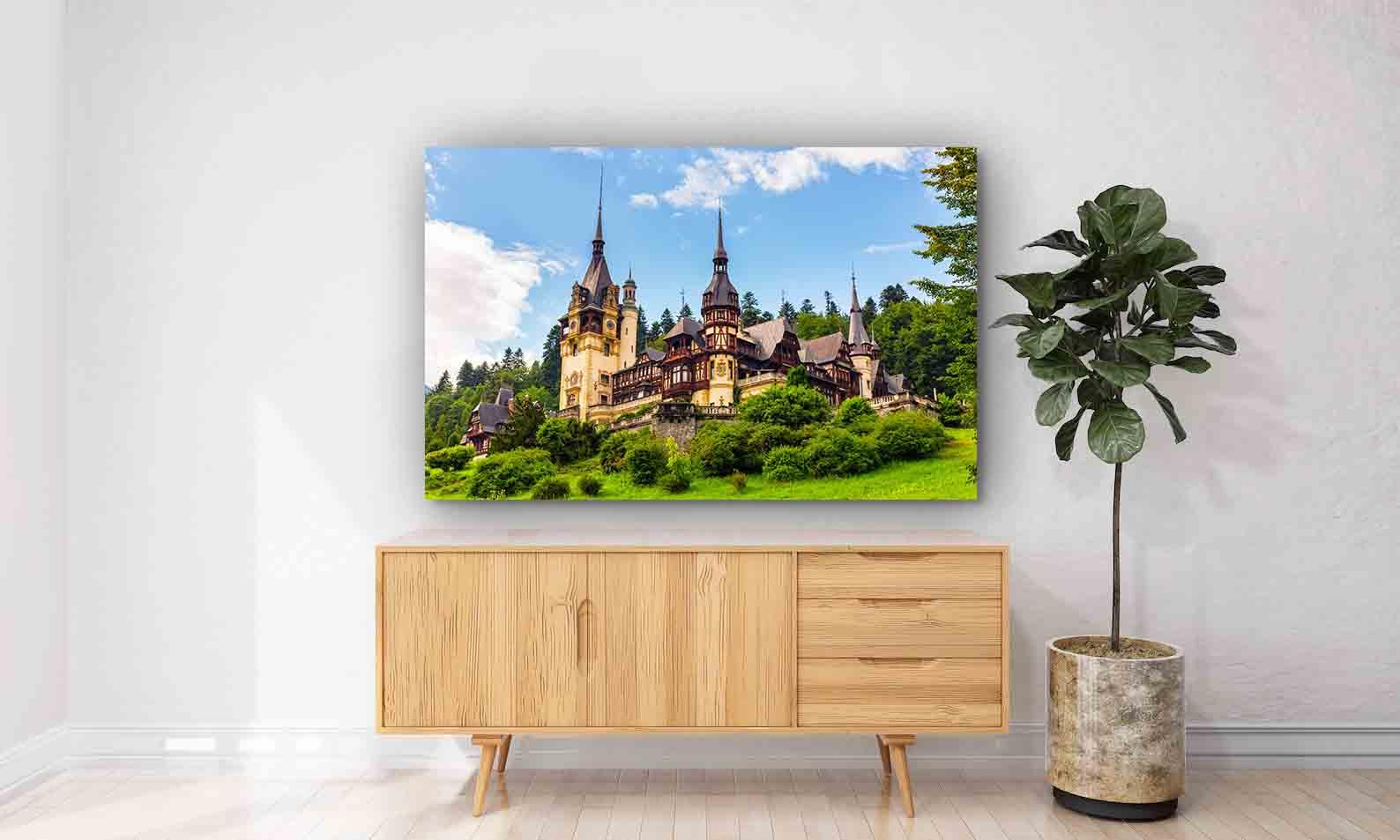 Peinture sur toile - Château de Peles à Sinaia