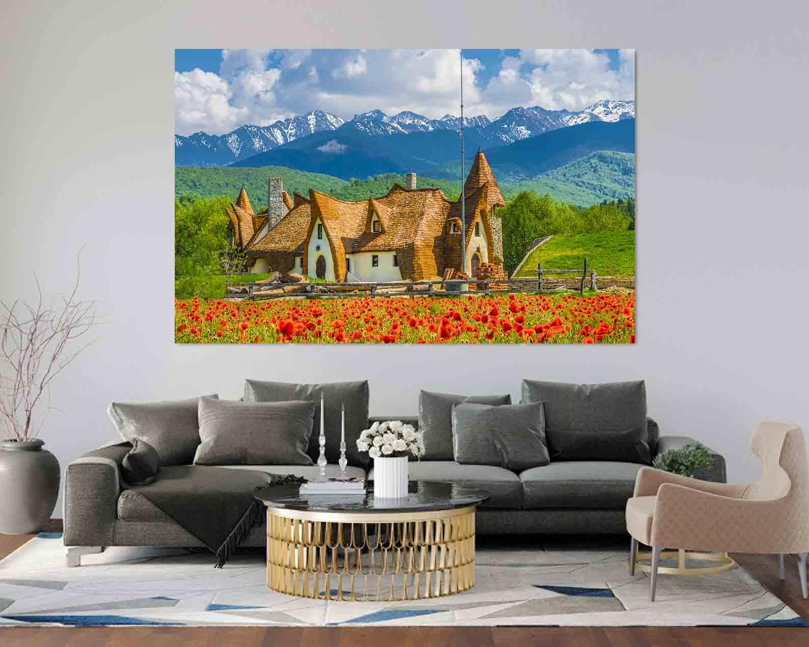 Peinture sur toile - Le château d'argile dans la vallée des fées