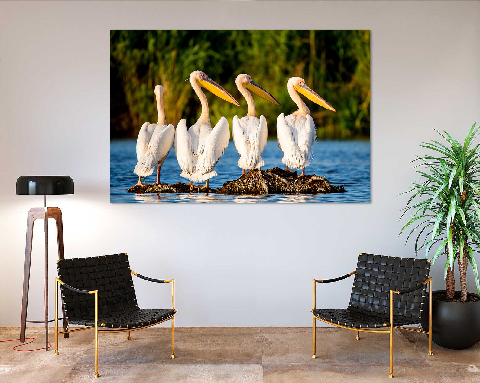 Peinture sur toile - Pélicans dans le delta du Danube
