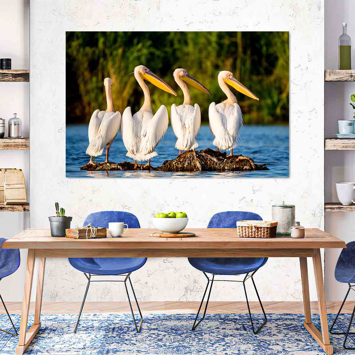 Peinture sur toile - Pélicans dans le delta du Danube