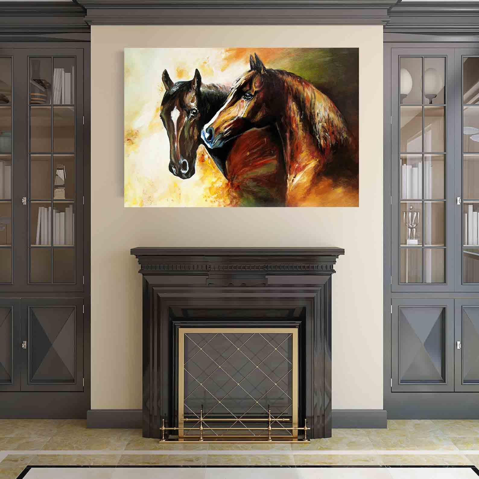 Peinture sur toile - Portrait de chevaux