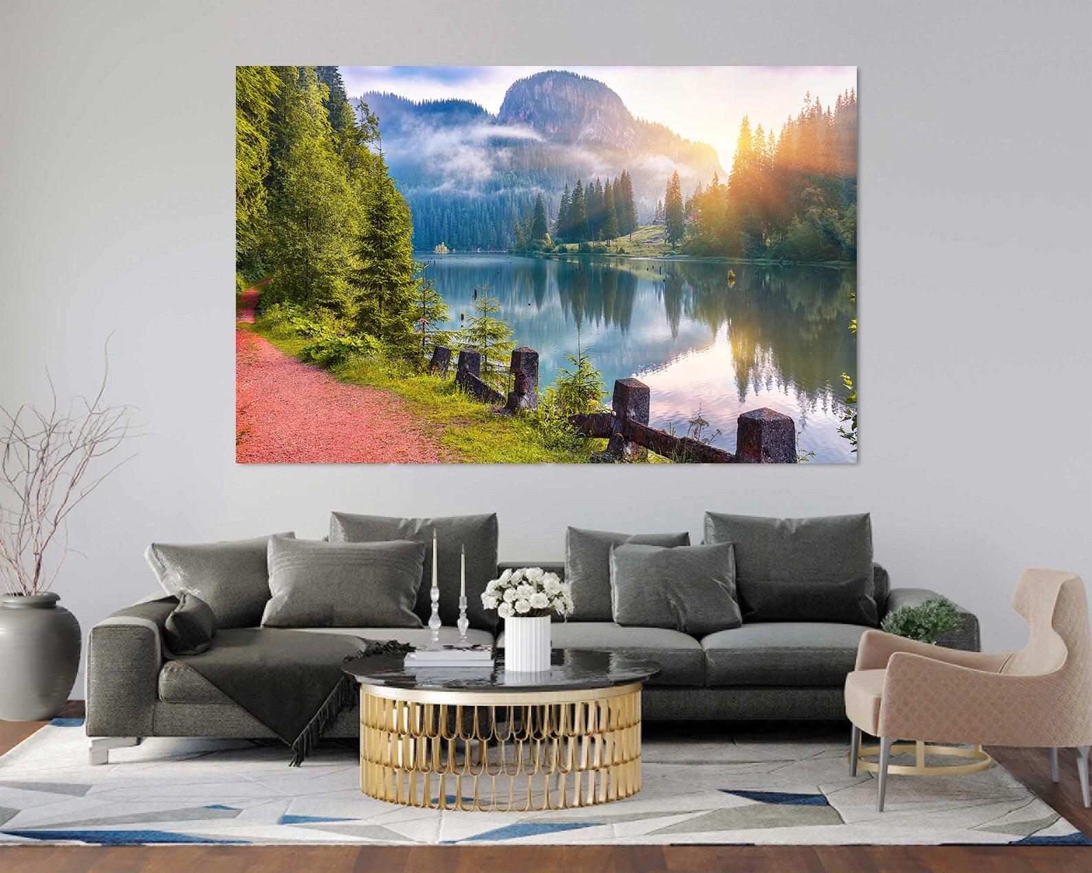 Peinture sur toile - Paysage du lac Rouge