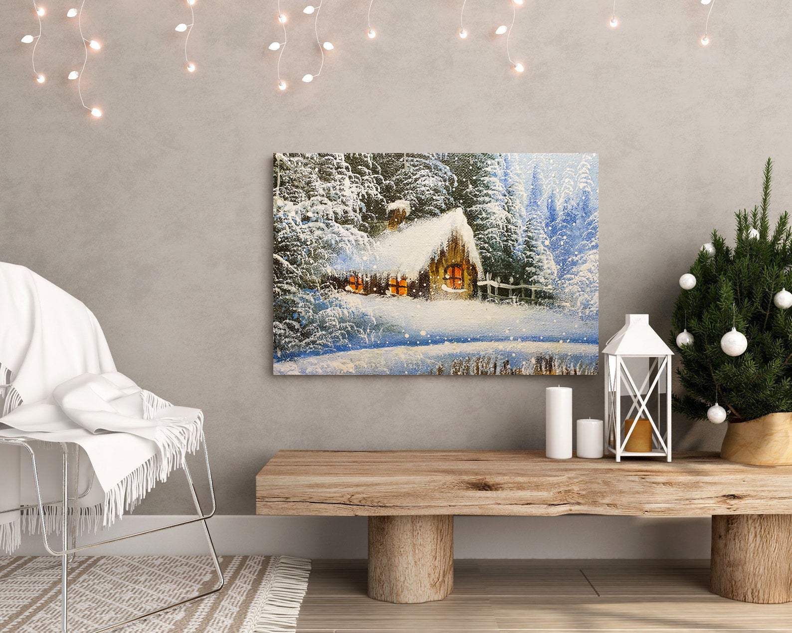Tablou Canvas - Căsuță în Pădure Iarna