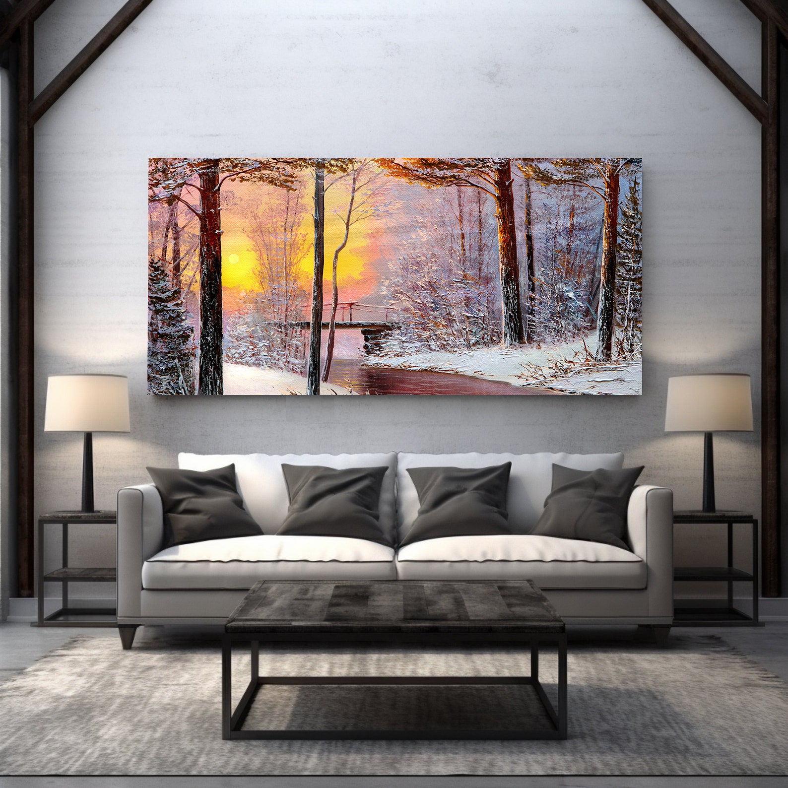 Peinture sur toile - Paysage d'hiver en forêt