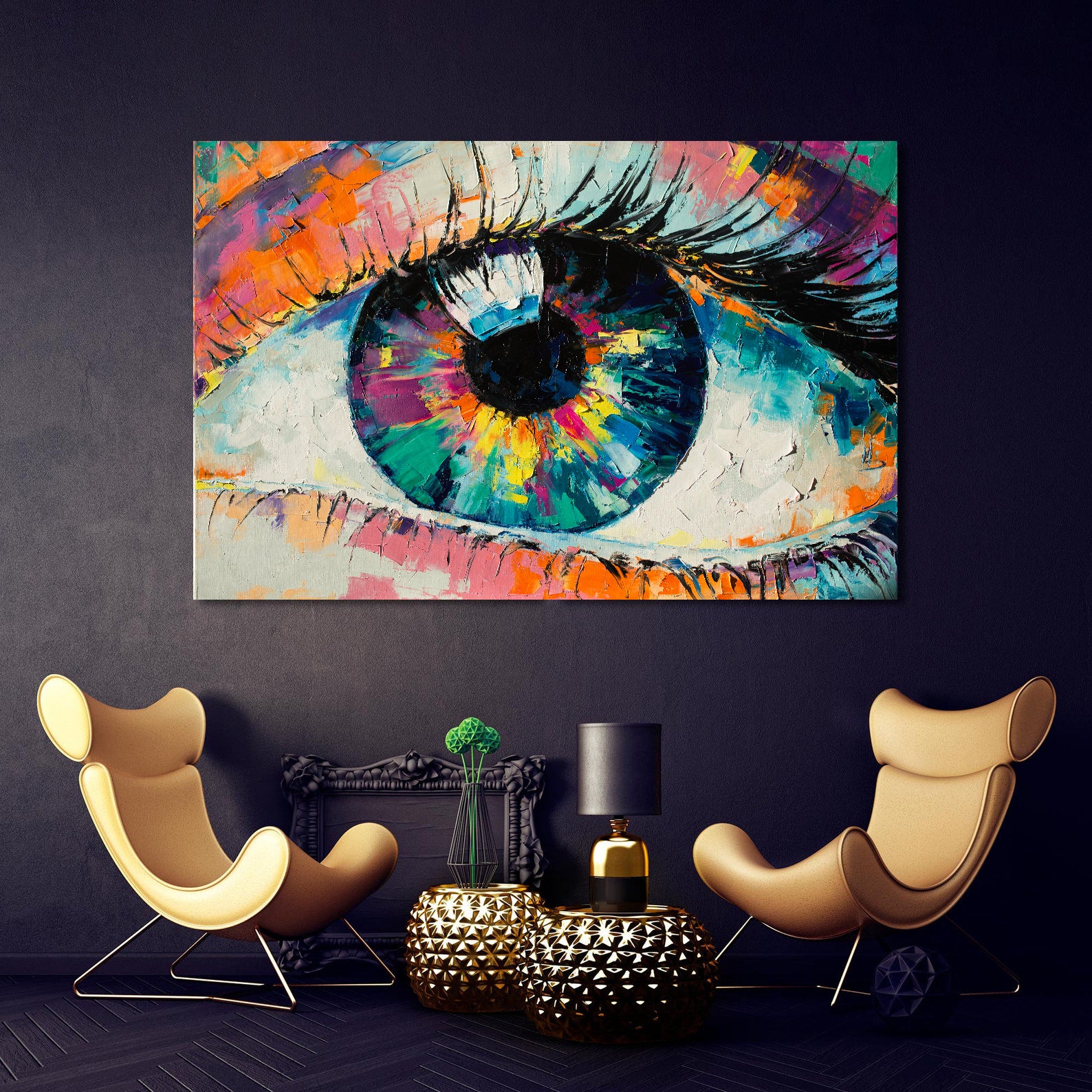 Tableau sur toile - Yeux multicolores