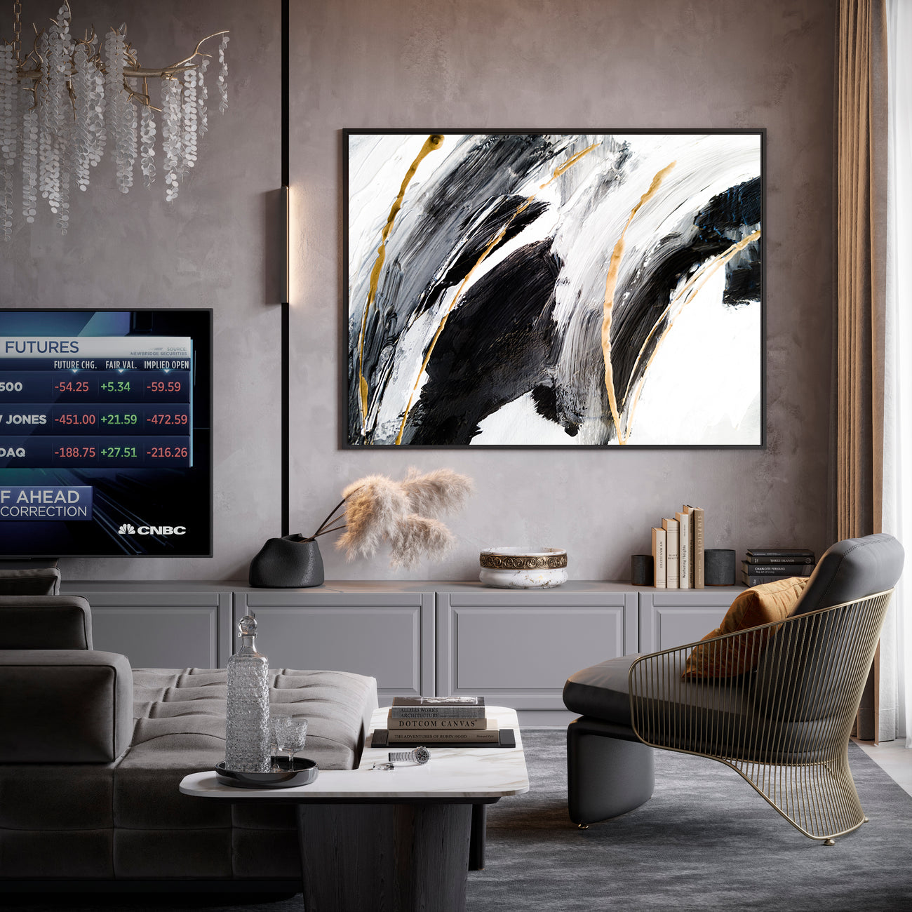 Peinture sur toile - Abstrait en noir et blanc