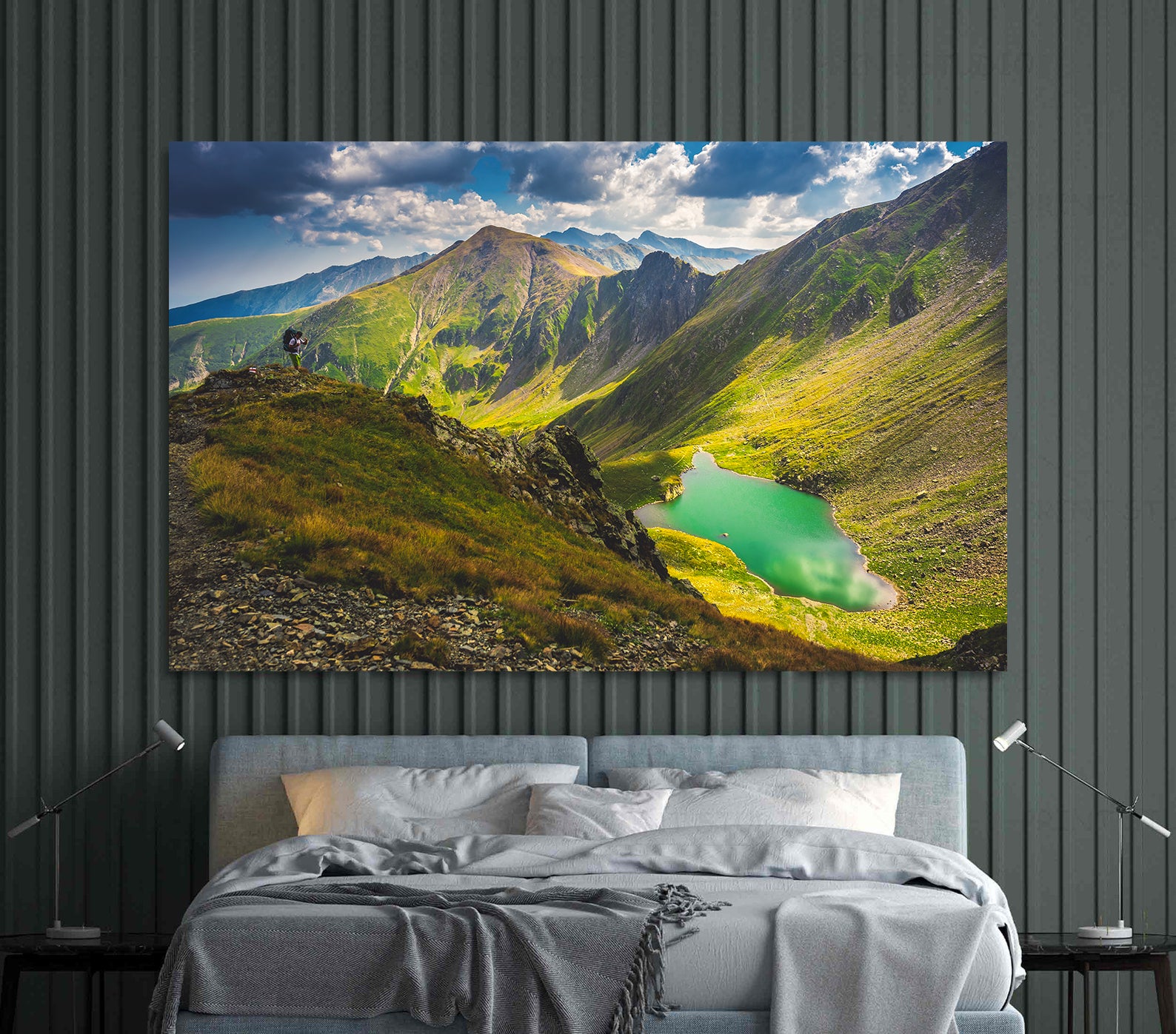 Peinture sur toile - Paysage avec forêt et montagnes