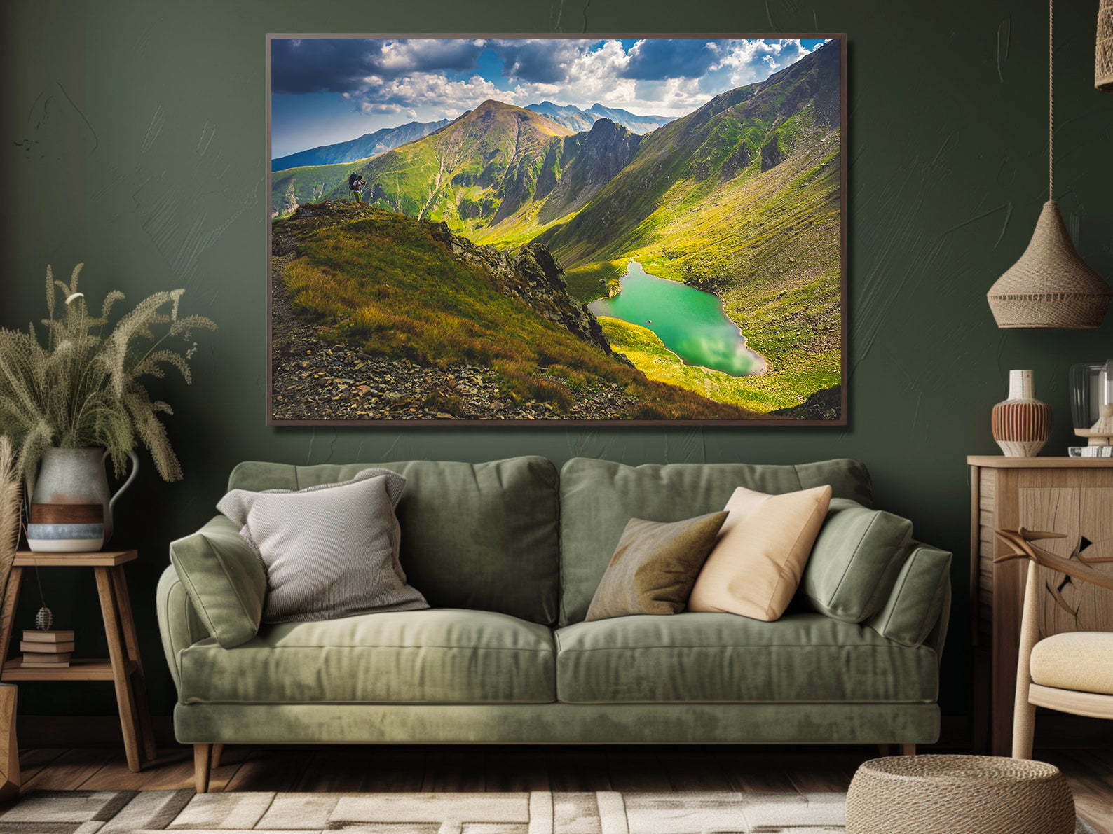 Peinture sur toile - Paysage avec forêt et montagnes