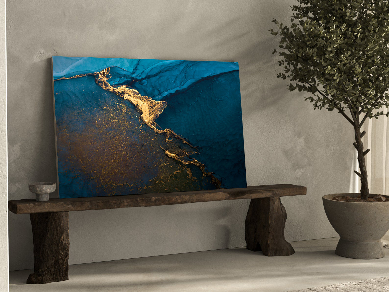 Tablou Canvas - Abstract Albastru Auriu