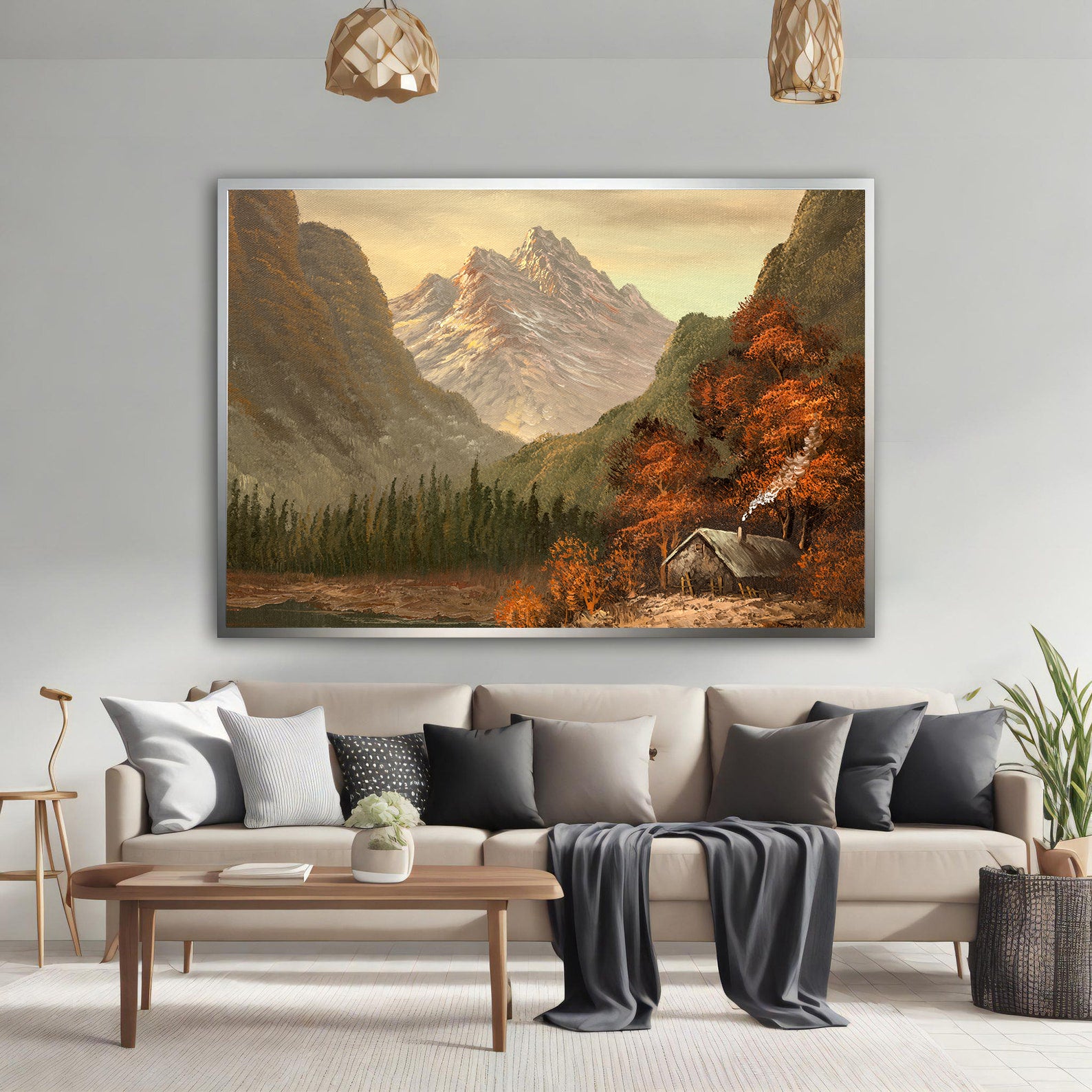 Peinture sur toile - Paysage avec montagnes