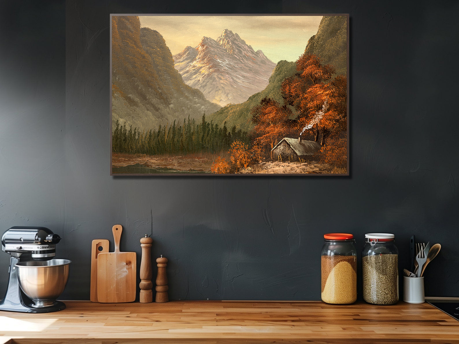 Peinture sur toile - Paysage avec montagnes