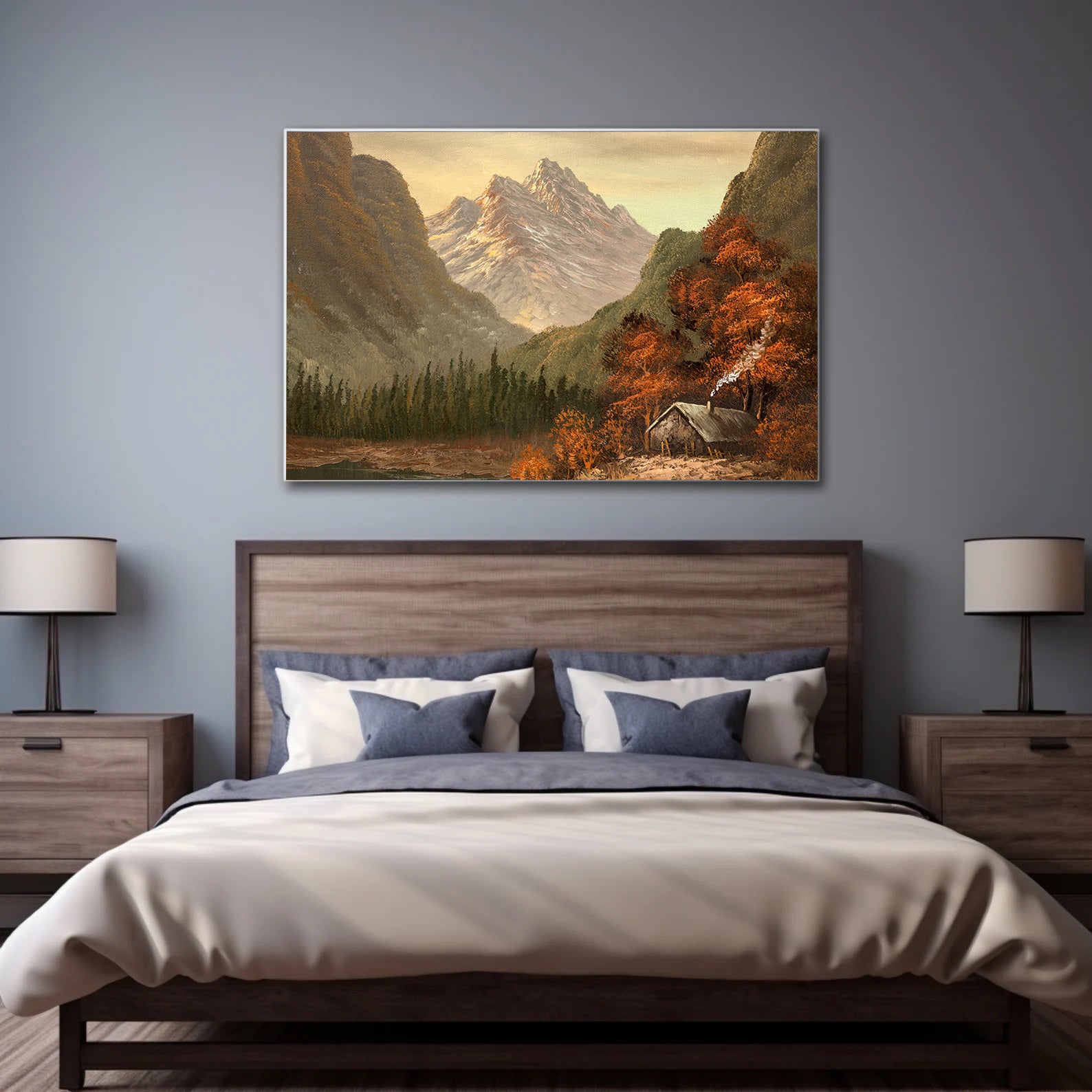 Peinture sur toile - Paysage avec montagnes