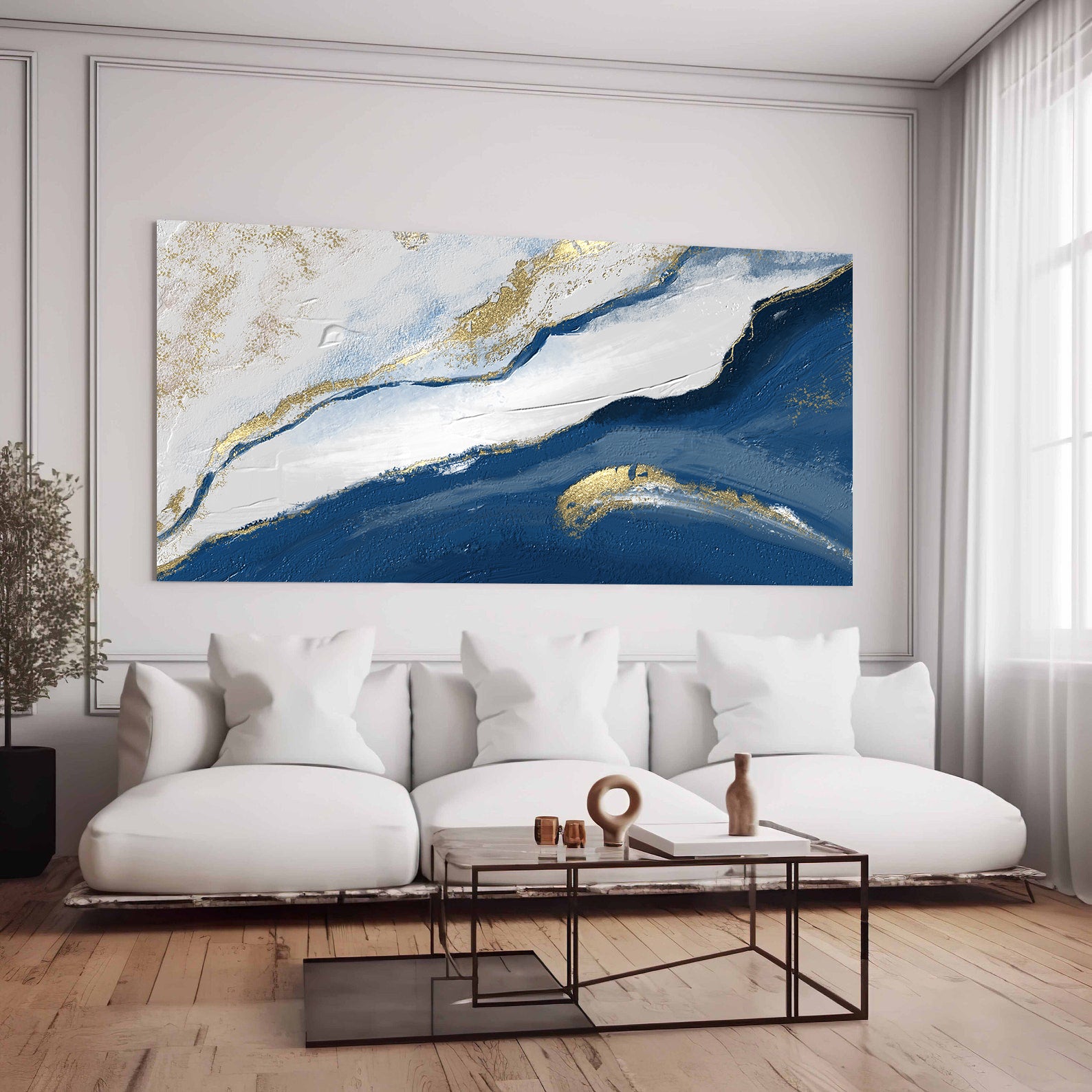 Tablou Canvas - Abstract Alb și Albastru