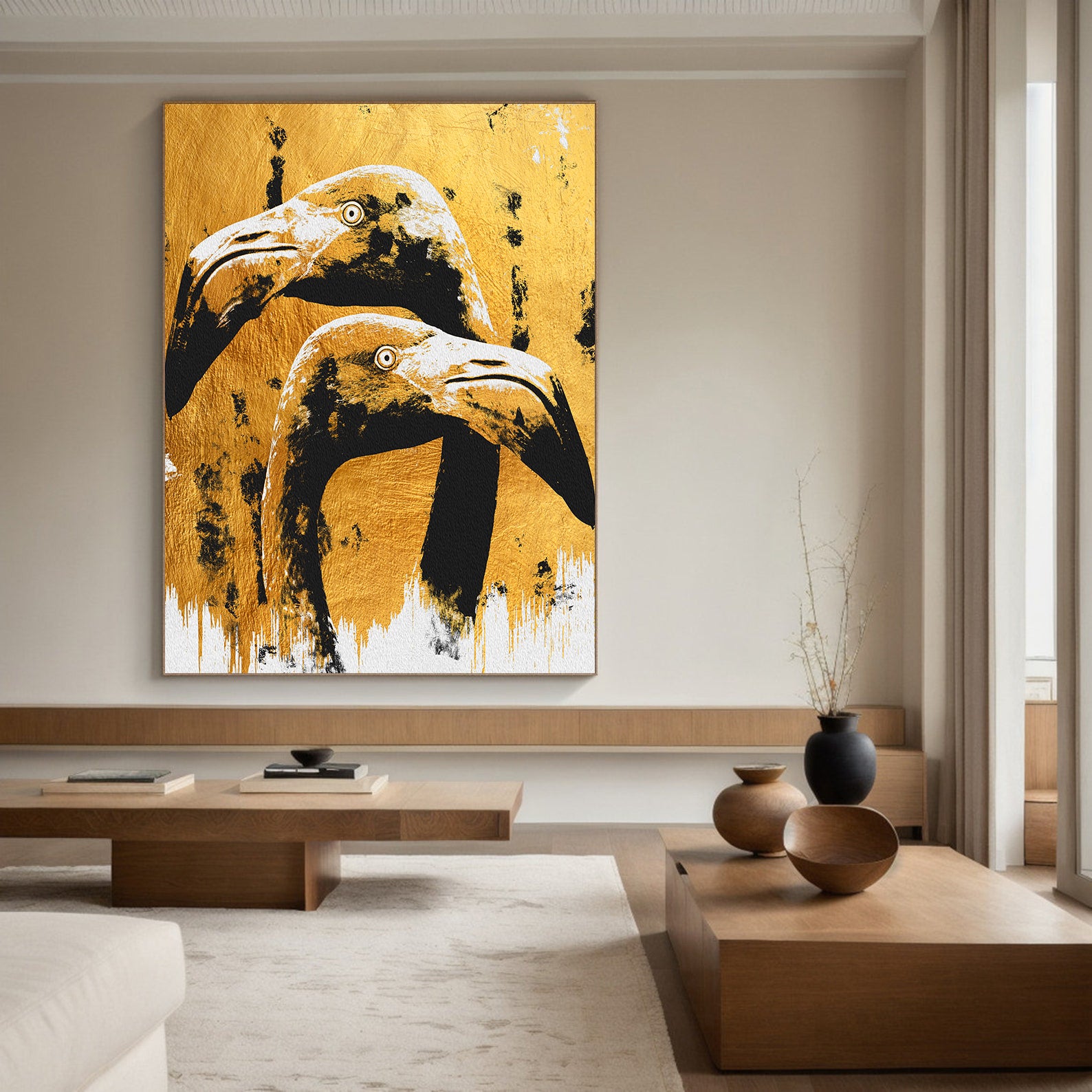 Peinture sur toile - Flamant rose moderne