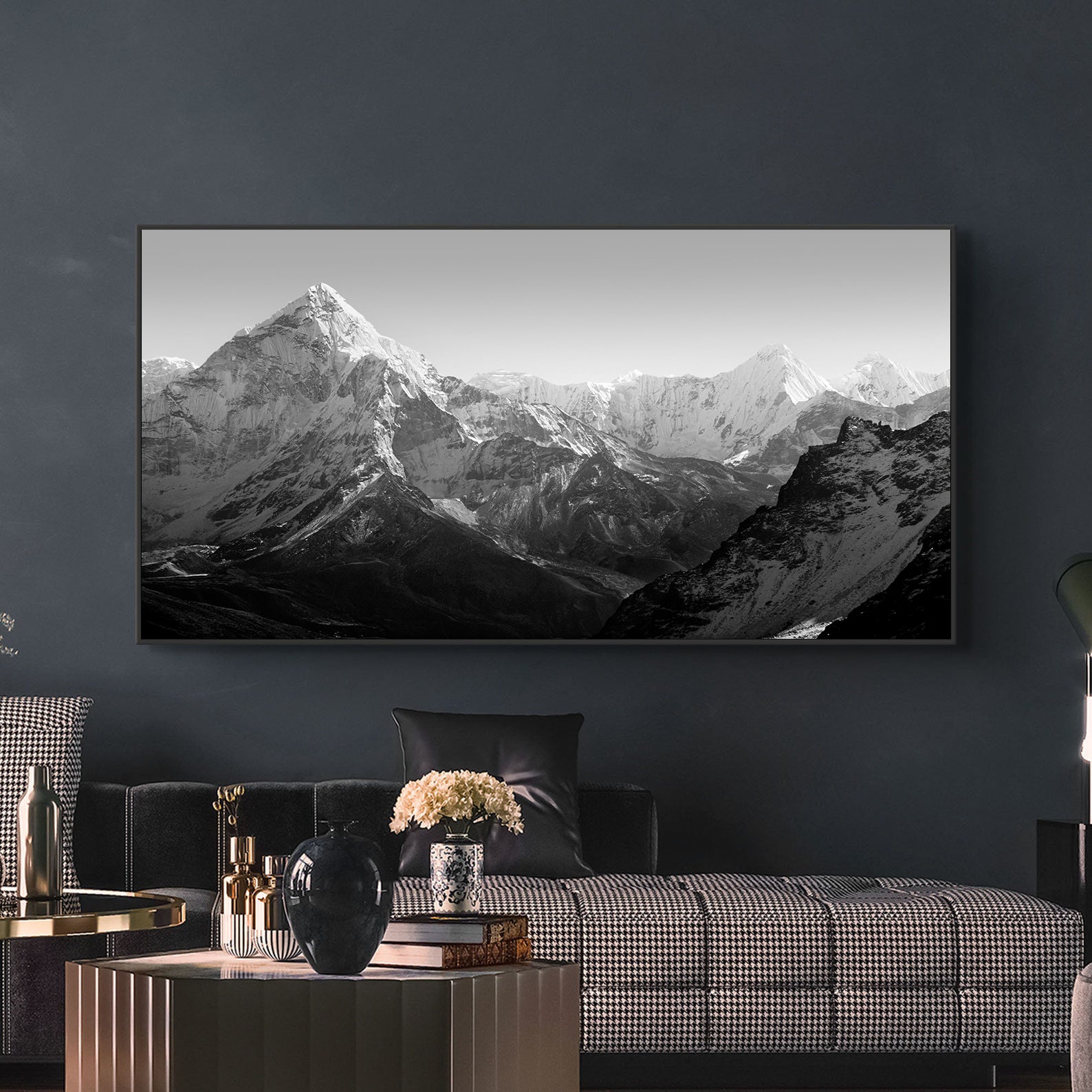 Peinture sur toile - Montagne en noir et blanc