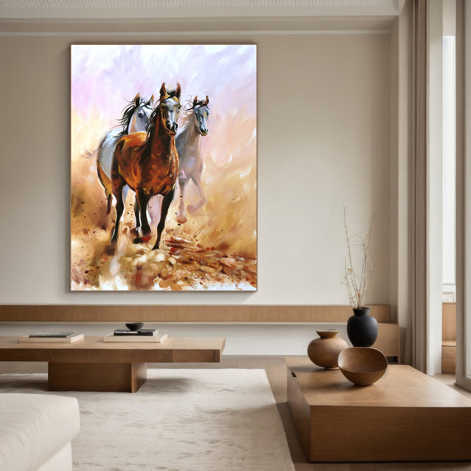 Peinture sur toile - Chevaux courant en liberté