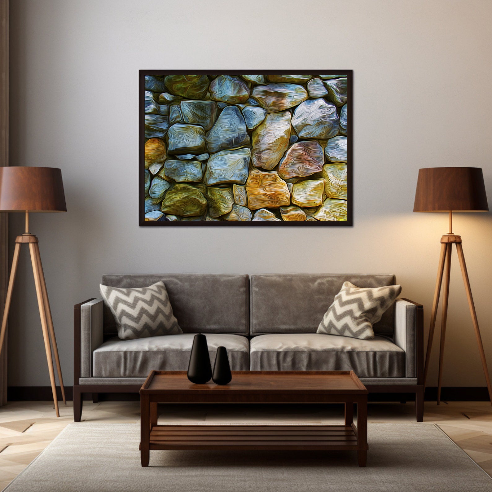 Peinture sur toile - Pierres abstraites