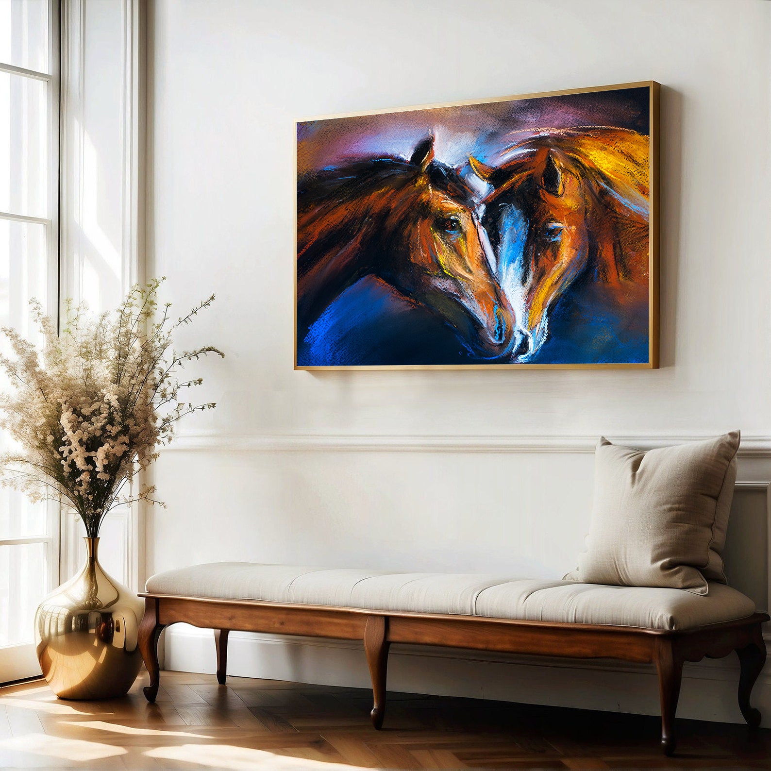 Leinwandgemälde - Verliebte Pferde